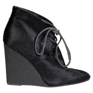 BURBERRY Black Calf Hair Benton Wedge Boots